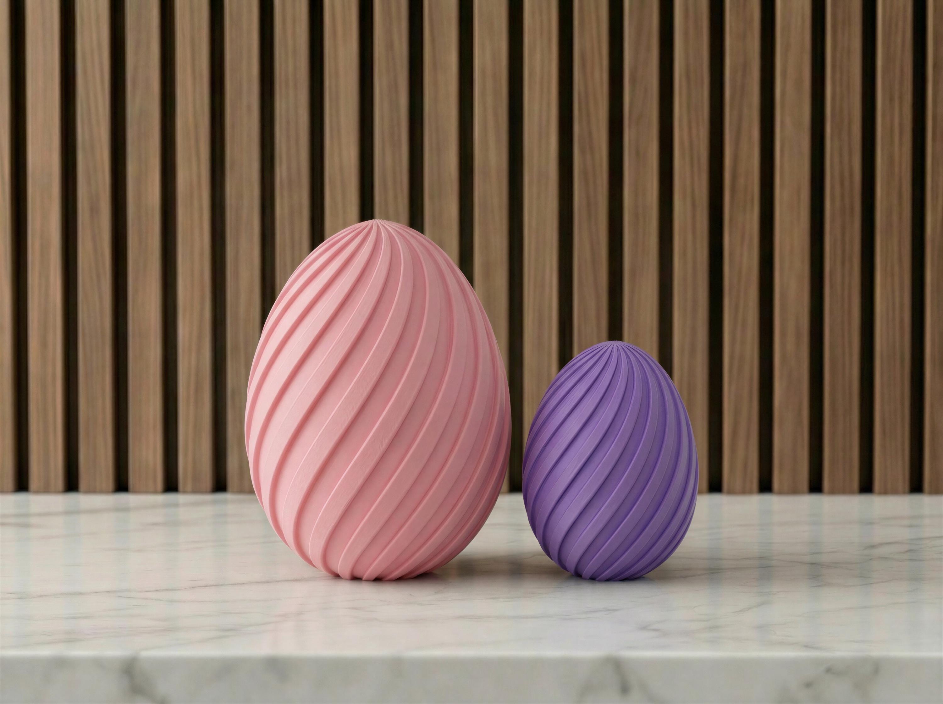 Easter Egg Decor, Modern Spiral Minimalist Ribbed, 3D Printed Table Decoration, Spring Centerpiece, Pastel